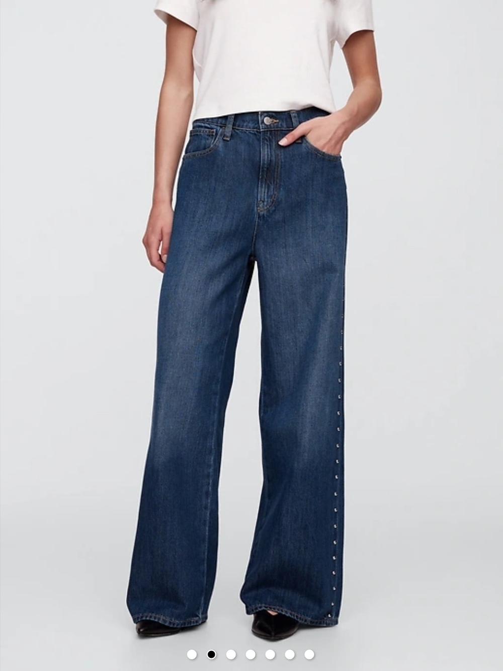 Gap High Rise SuperSoft Studded Wide-Leg Jeans Size 12